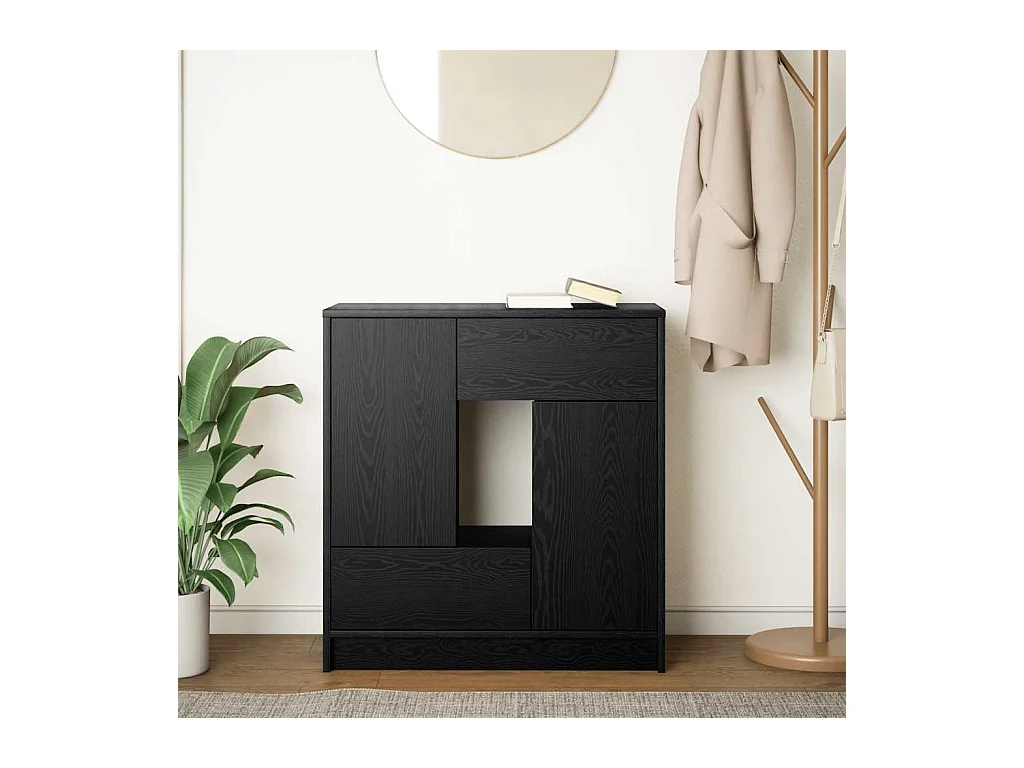 Buffet avec tiroirs et portes chêne noir 70,5x34x74,5 cm