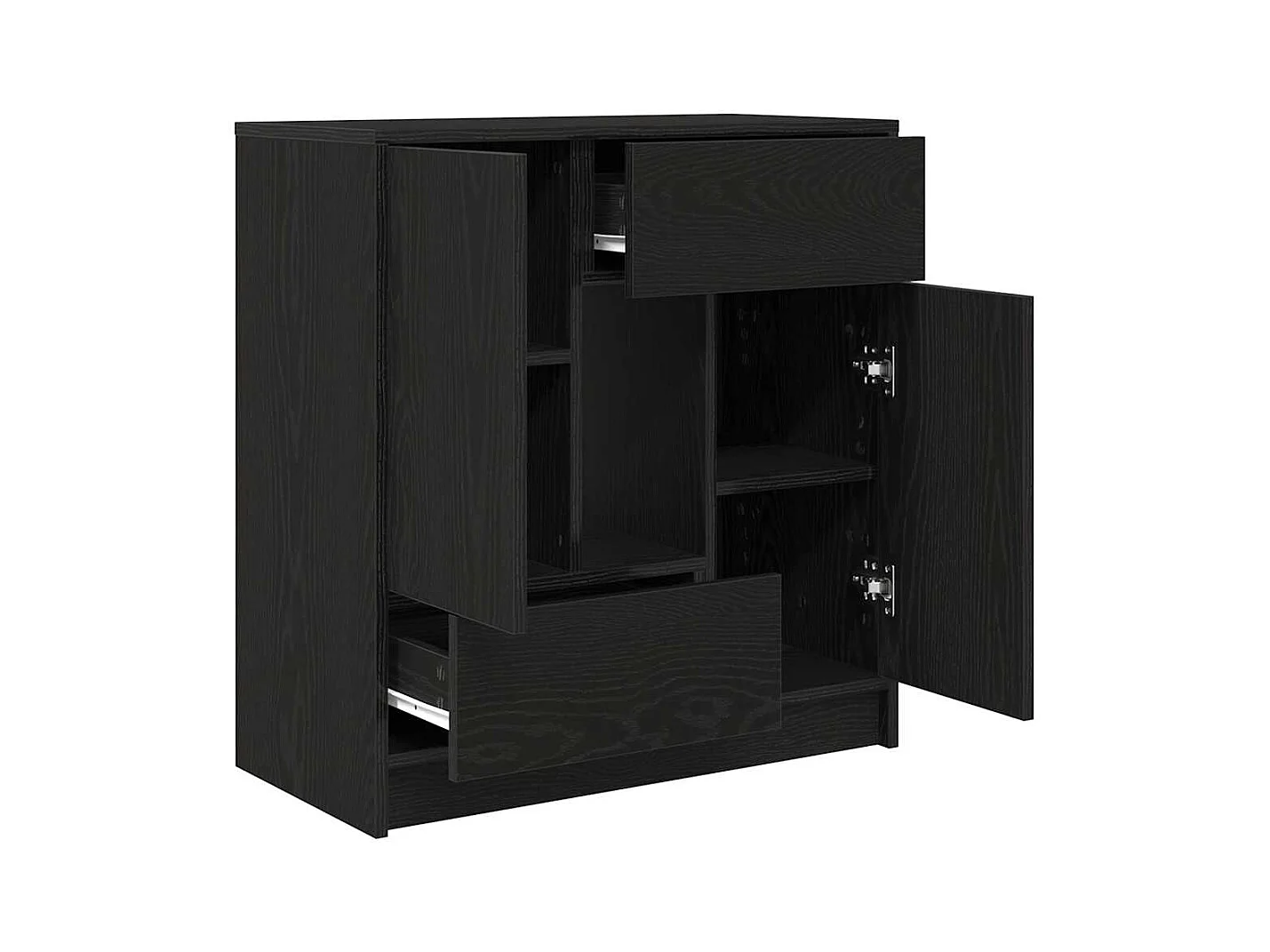 Buffet avec tiroirs et portes chêne noir 70,5x34x74,5 cm