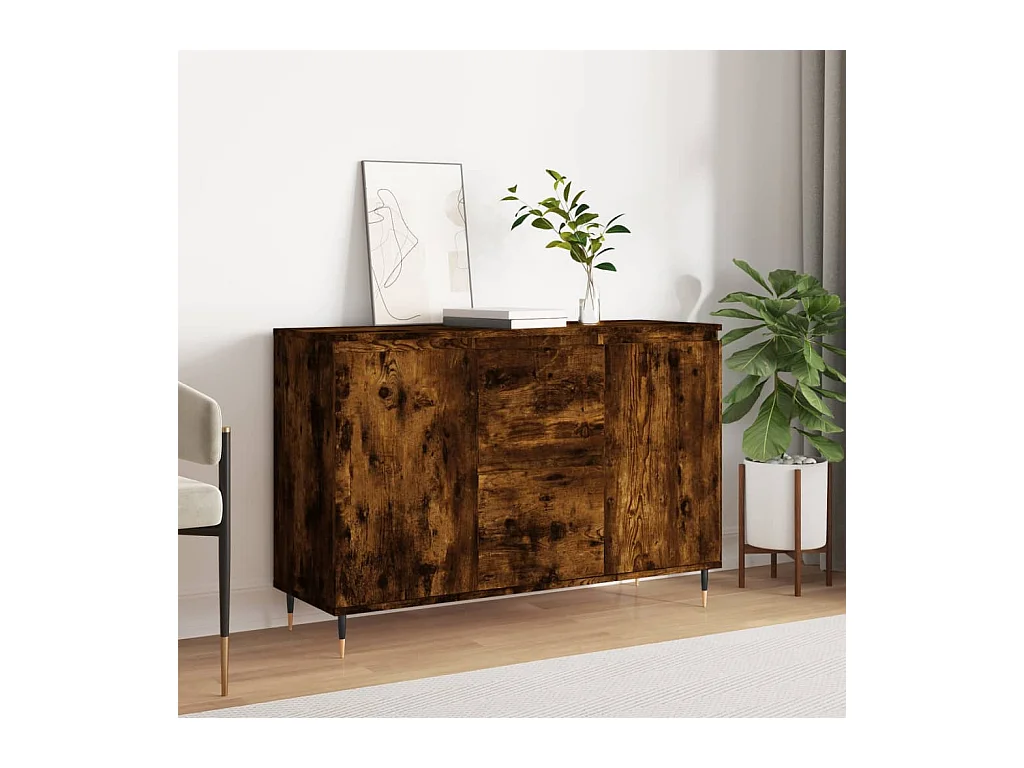 Buffet chêne fumé 104x35x70 cm bois d'ingénierie