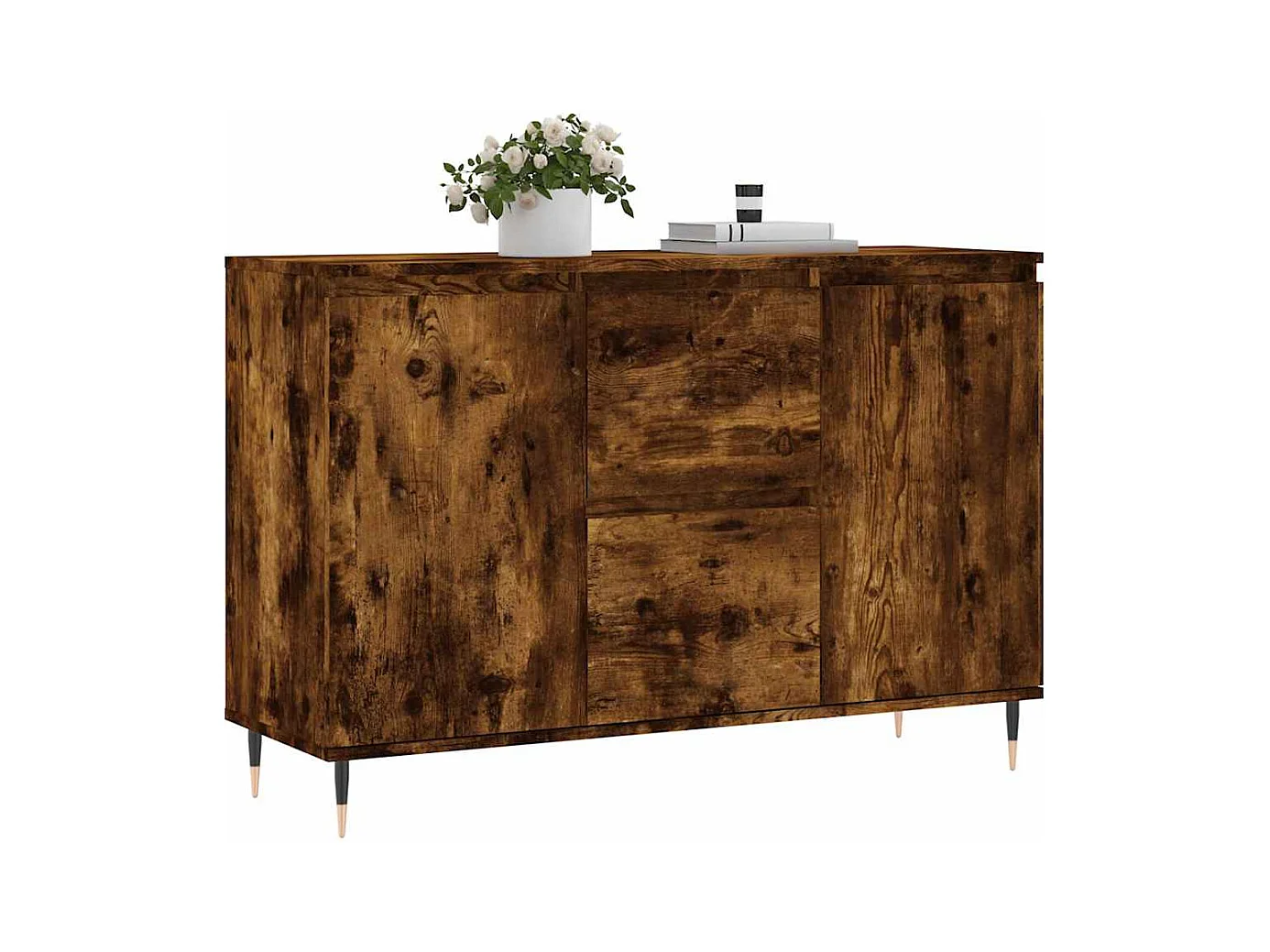 Buffet chêne fumé 104x35x70 cm bois d'ingénierie