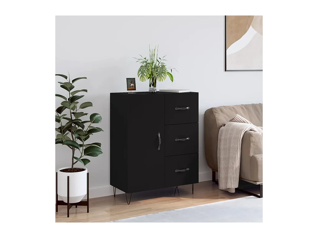 Credenza nera 69,5x34x90 cm in legno ingegnerizzato