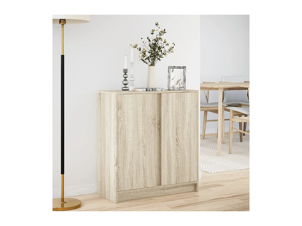 Buffet avec LED chêne sonoma 77x34x85 cm bois d'ingénierie