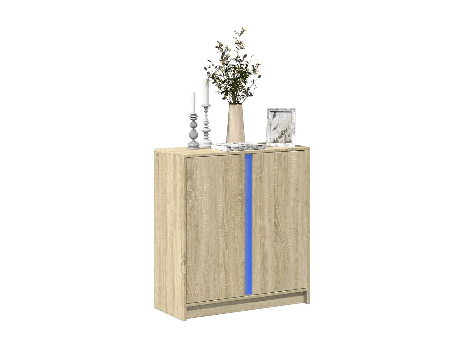 Buffet avec LED chêne sonoma 77x34x85 cm bois d'ingénierie