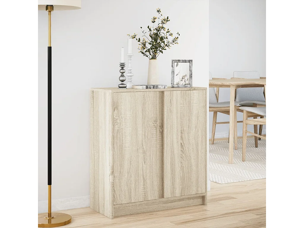 Buffet avec LED chêne sonoma 77x34x85 cm bois d'ingénierie