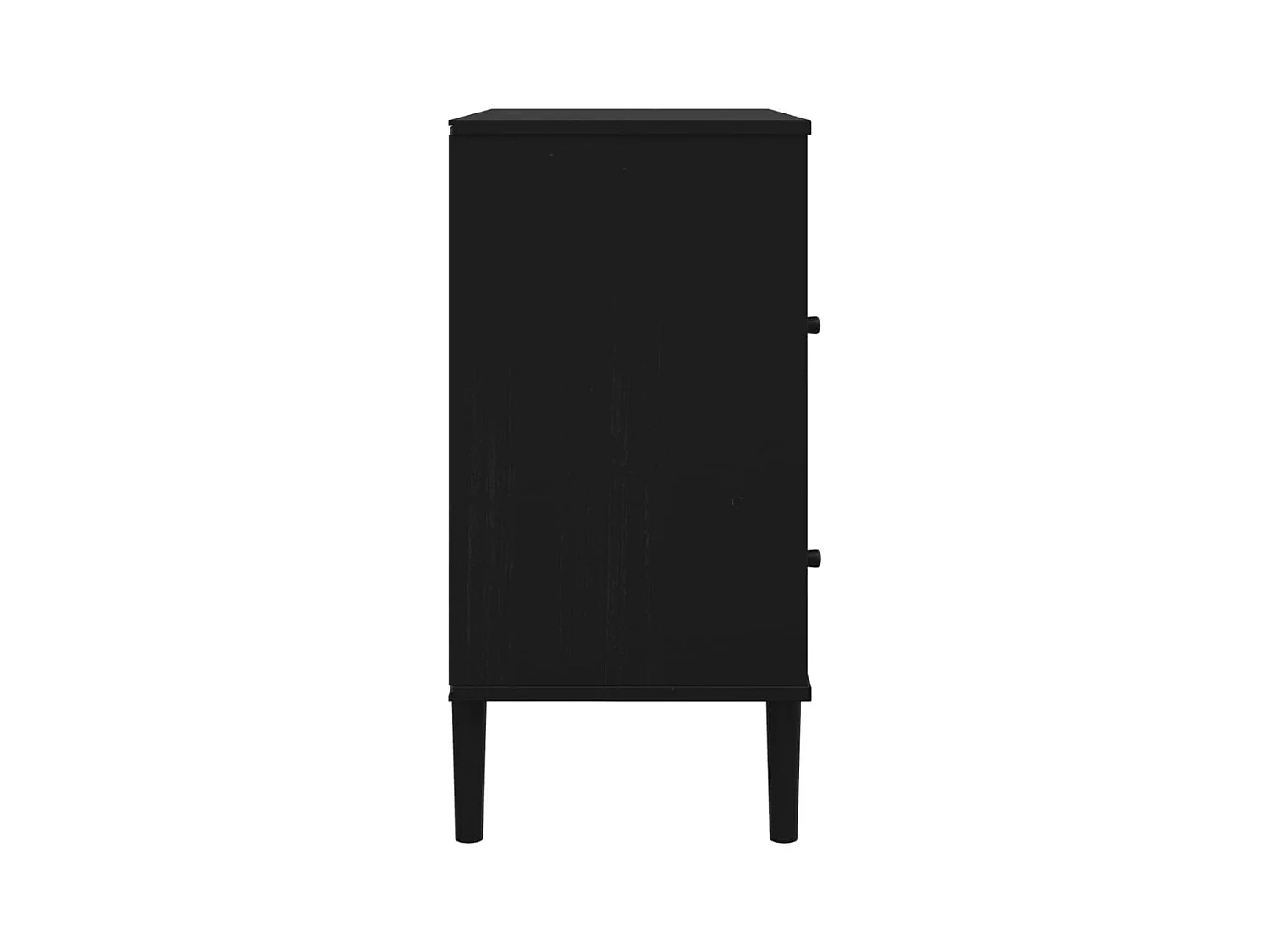 Buffet SENJA aspect rotin noir 80x40x80 cm bois massif de pin
