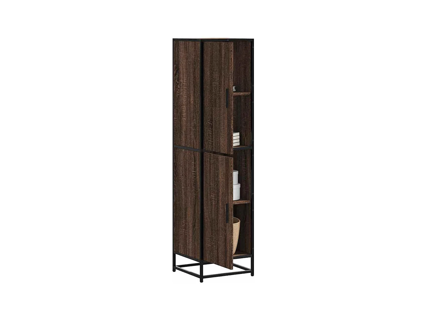 Buffet haut chêne marron 35,5x35x139 cm bois d'ingénierie métal