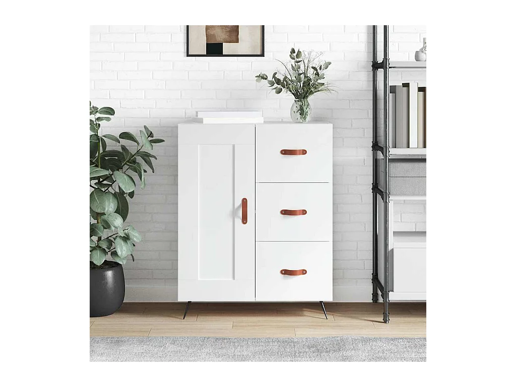 Credenza bianca 69,5x34x90 cm in legno ingegnerizzato