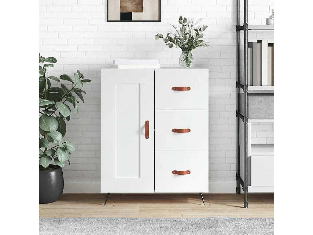 Credenza bianca 69,5x34x90 cm in legno ingegnerizzato