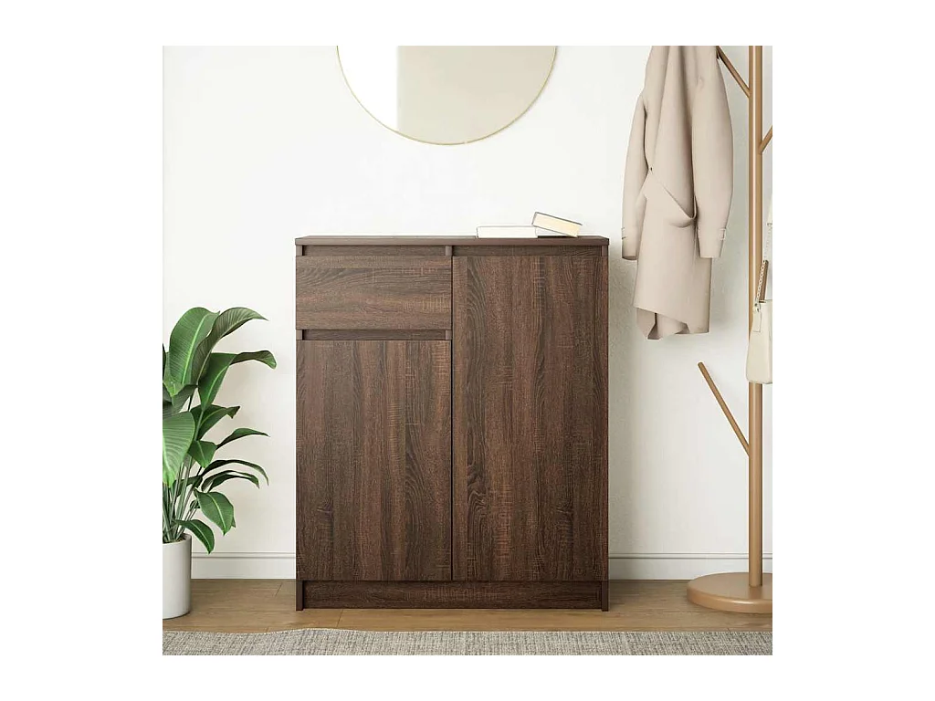 Buffet avec tiroir chêne brun 71x35x84 cm bois d'ingénierie