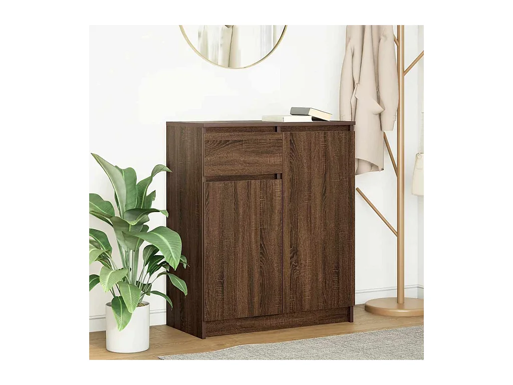 Buffet avec tiroir chêne brun 71x35x84 cm bois d'ingénierie