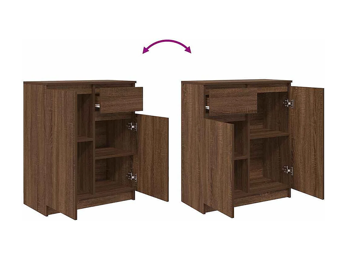 Buffet avec tiroir chêne brun 71x35x84 cm bois d'ingénierie