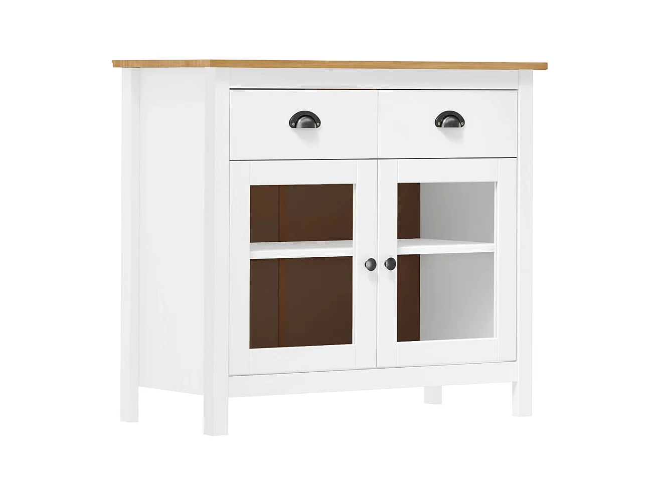 Buffet Hill Blanc 90x40x80 cm Bois de pin solide