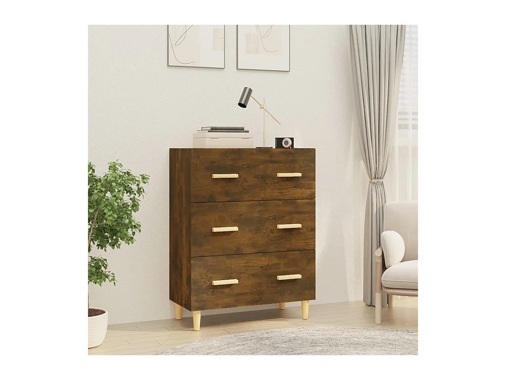 Credenza in rovere affumicato 70x34x90 cm in legno ingegnerizzato