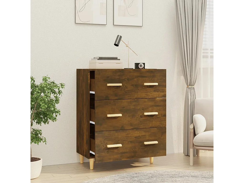 Credenza in rovere affumicato 70x34x90 cm in legno ingegnerizzato