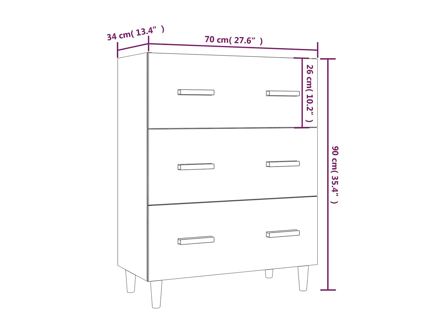 Buffet Chêne fumé 70x34x90 cm Bois d'ingénierie