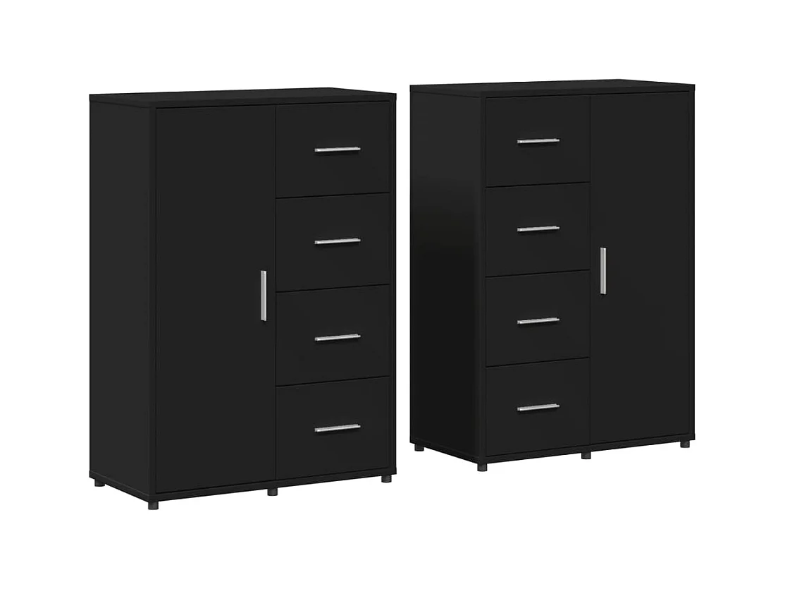 Buffets 2 pcs noir 60x31x84 cm bois d'ingénierie