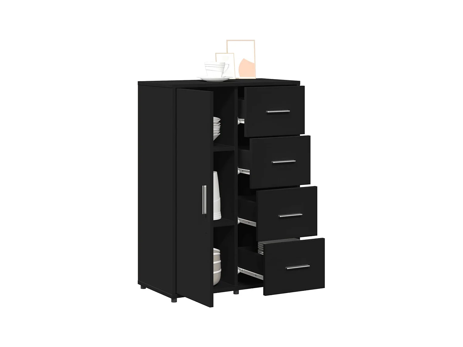 Buffets 2 pcs noir 60x31x84 cm bois d'ingénierie