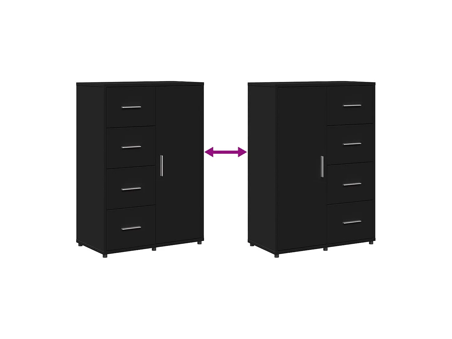 Buffets 2 pcs noir 60x31x84 cm bois d'ingénierie