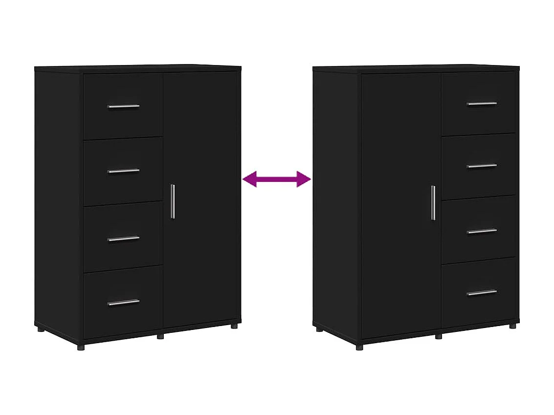 Buffets 2 pcs noir 60x31x84 cm bois d'ingénierie