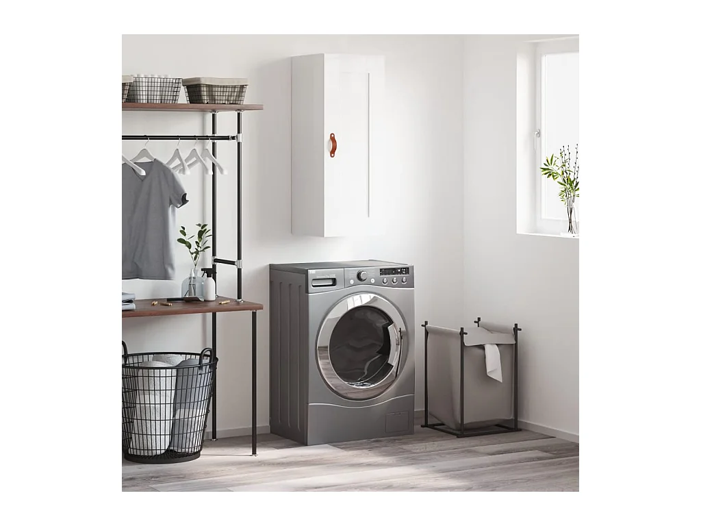 Armoire murale blanc brillant 34,5x34x90 cm bois d'ingénierie