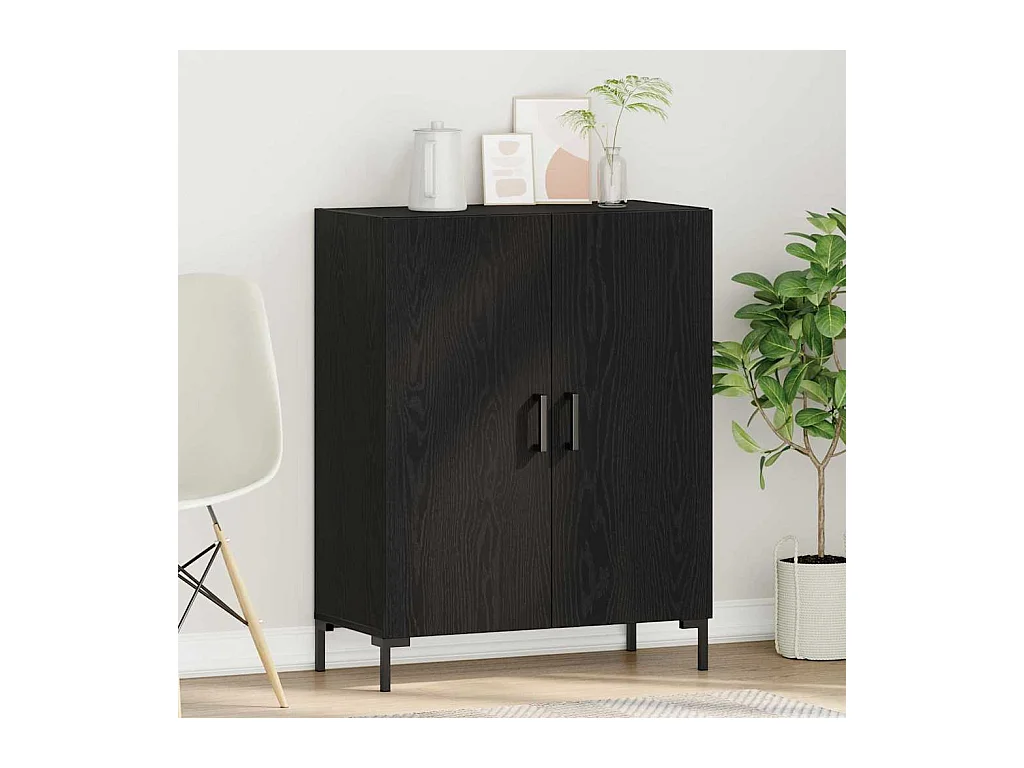 Credenza in rovere nero 69,5x34x90 cm Legno ricostituito