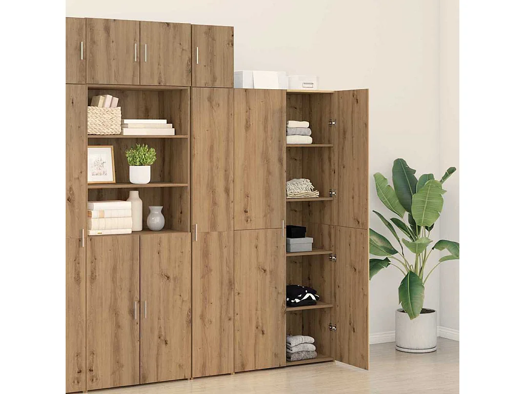 Buffet haut en chêne artisanal 40x42,5x185 cm en bois d'ingénierie