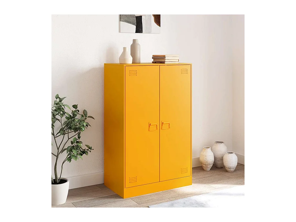Buffet jaune moutarde 67x39x107 cm acier