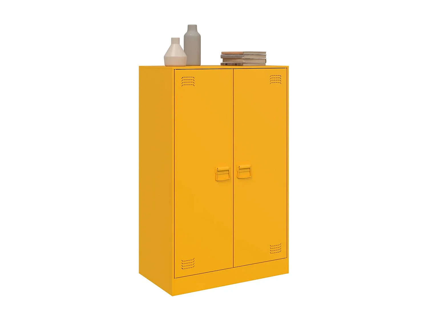 Mosterdgeel dressoir 67x39x107 cm staal