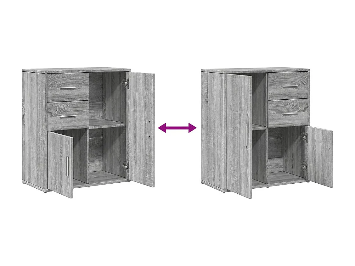 Aparadores 2 piezas gris sonoma 60x31x70 cm madera de ingeniería