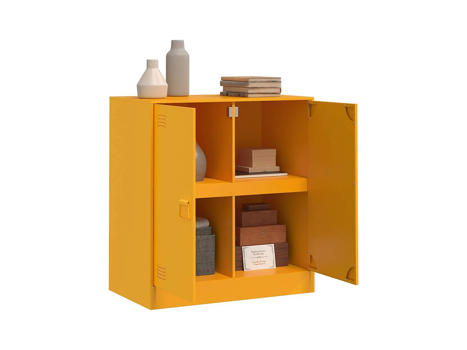Buffet jaune moutarde 67x39x73 cm acier