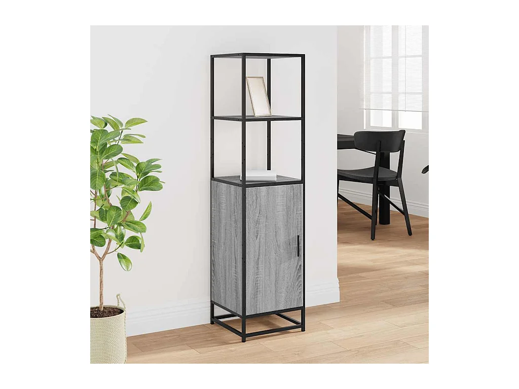 Buffet haut sonoma gris 35,5x35x139 cm bois d'ingénierie métal