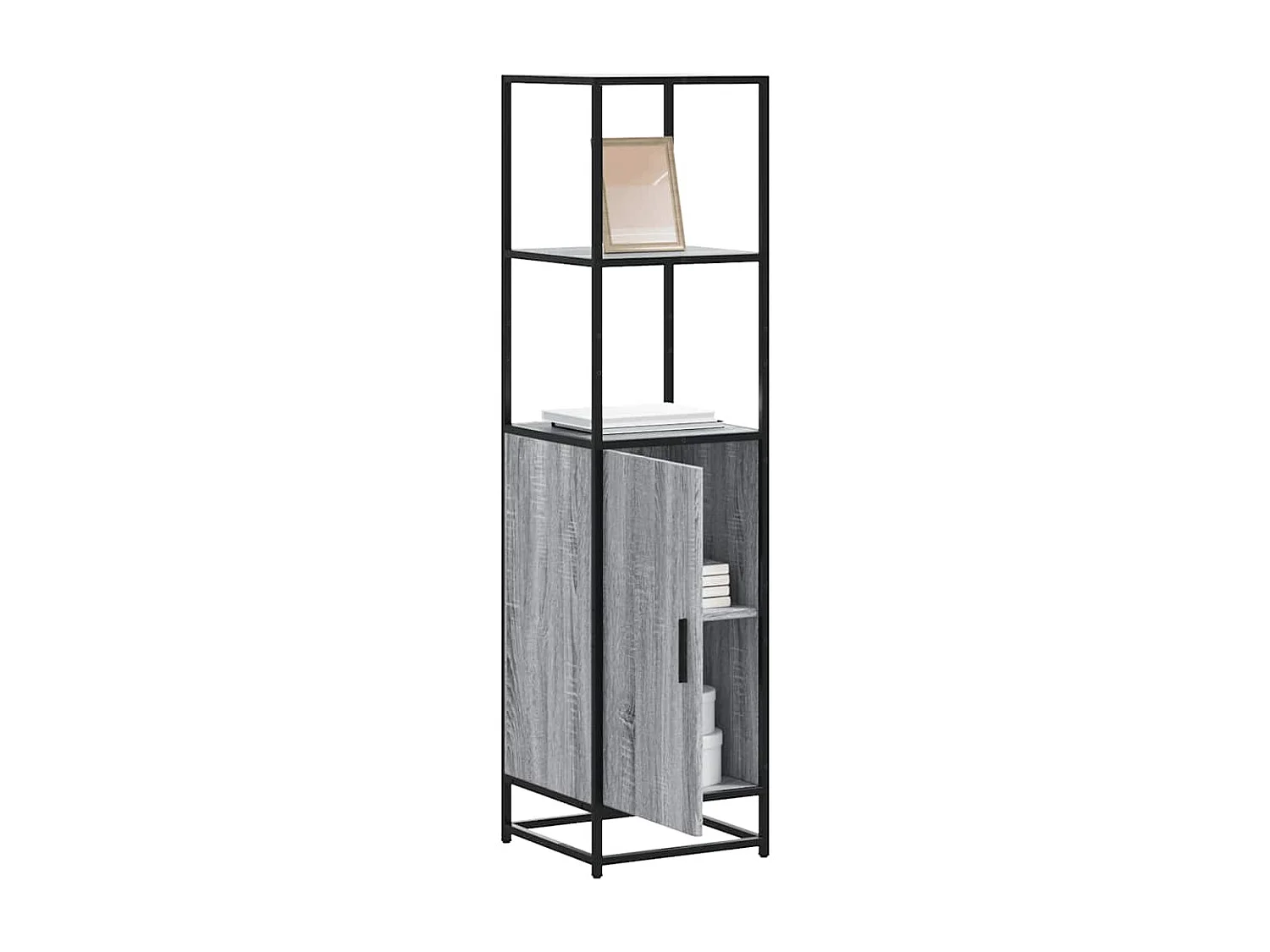 Buffet haut sonoma gris 35,5x35x139 cm bois d'ingénierie métal