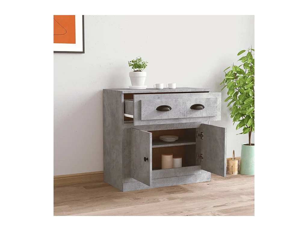 Buffet gris béton 70x35,5x67,5 cm bois d'ingénierie