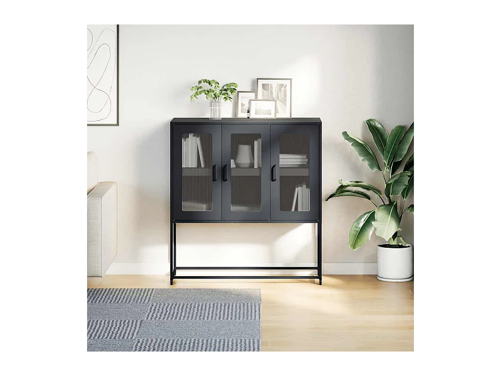 Buffet noir 100,5x39x107 cm acier laminé à froid