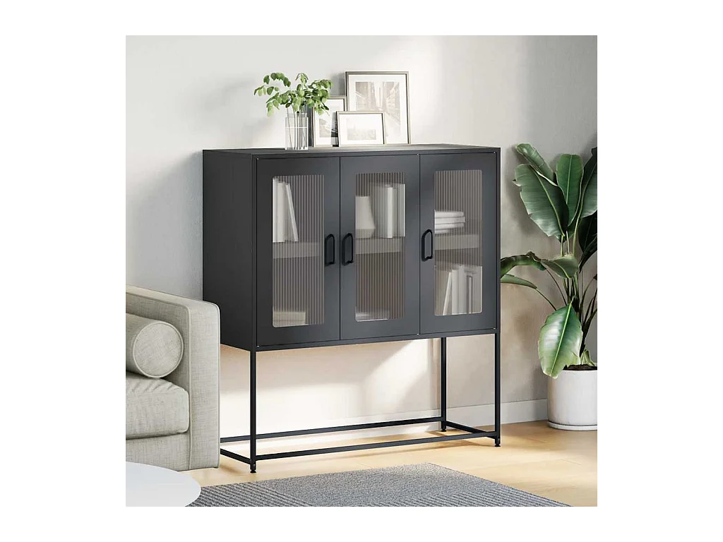 Buffet noir 100,5x39x107 cm acier laminé à froid