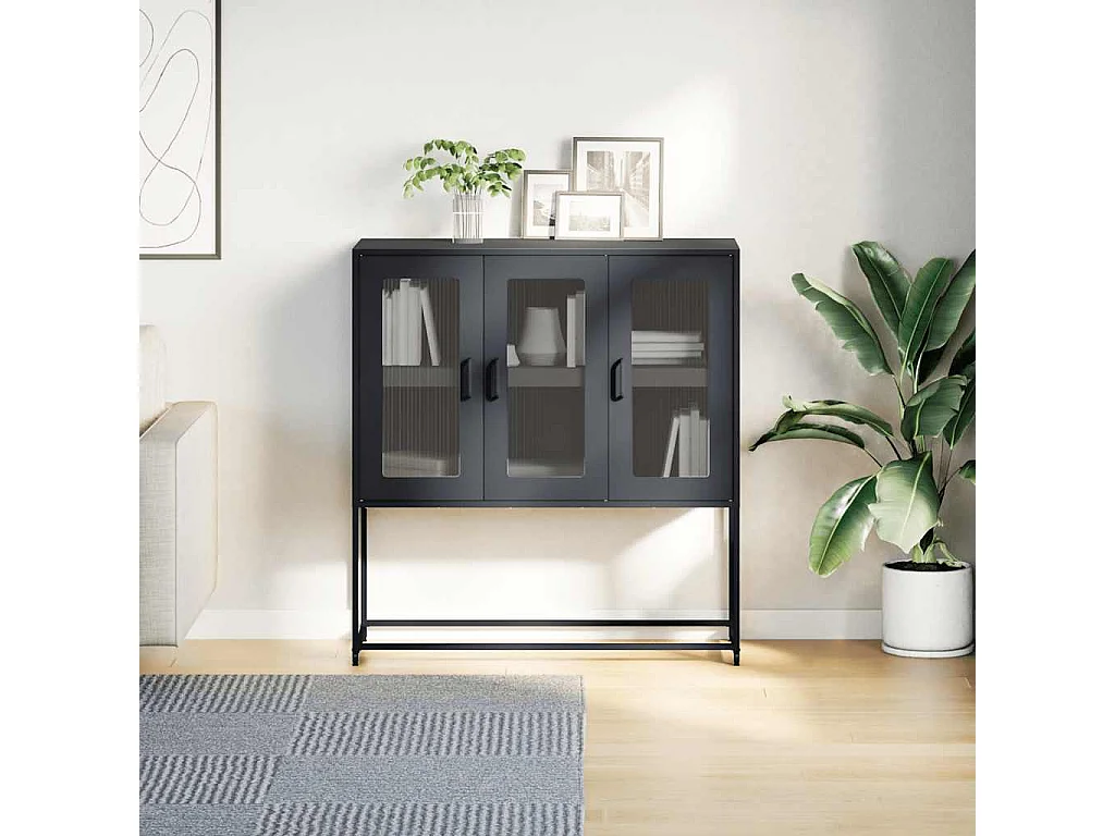 Buffet noir 100,5x39x107 cm acier laminé à froid