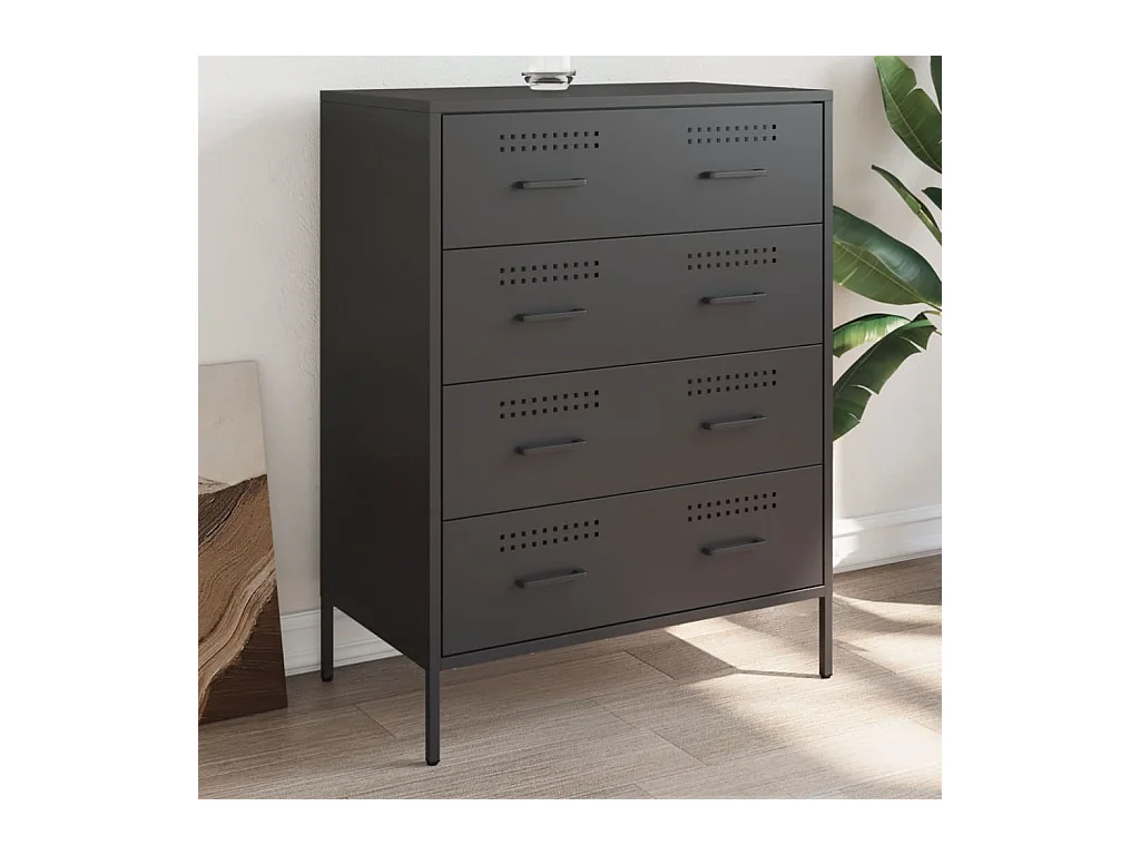 Buffet noir 68x39x89 cm acier