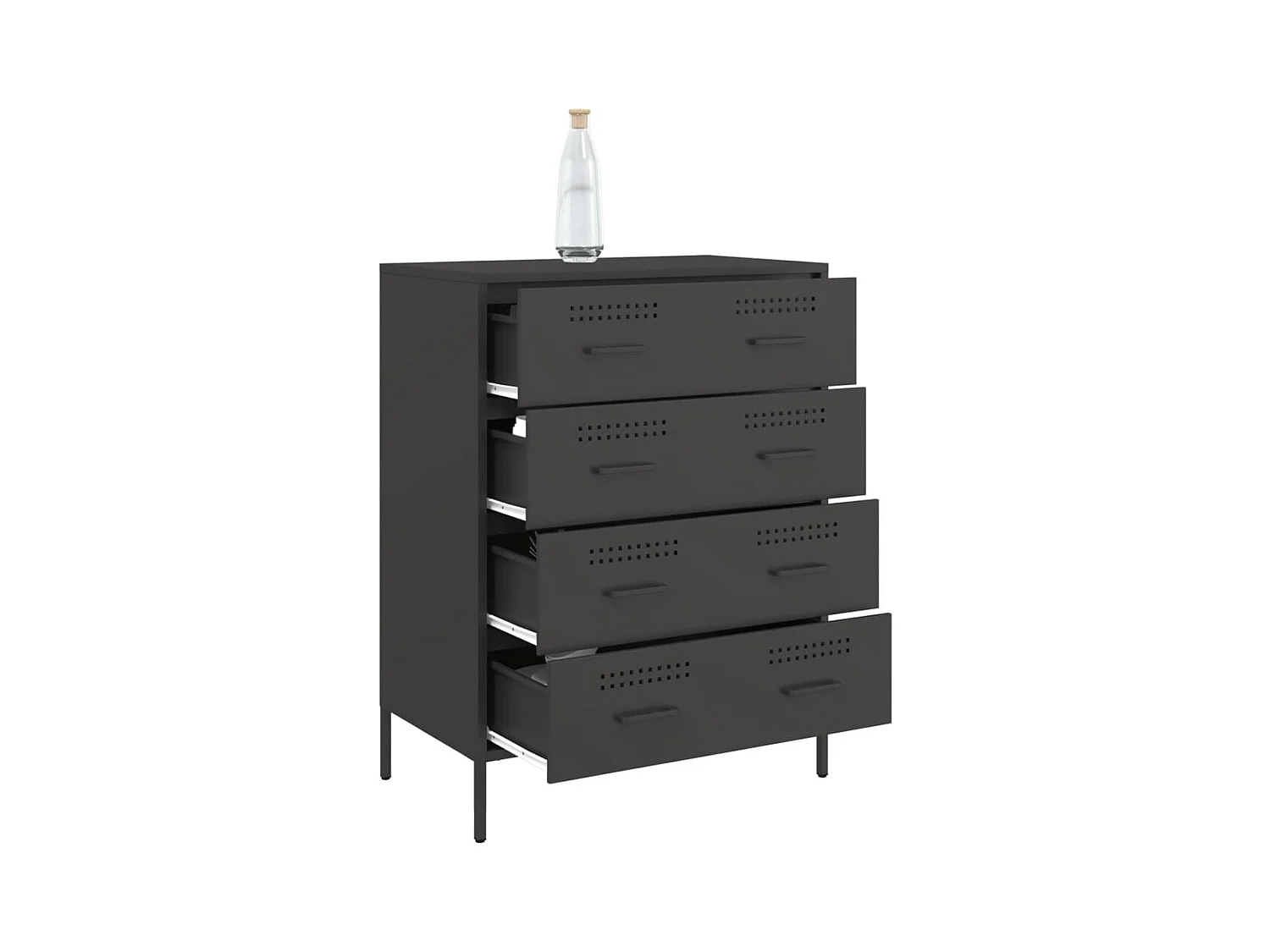 Buffet noir 68x39x89 cm acier