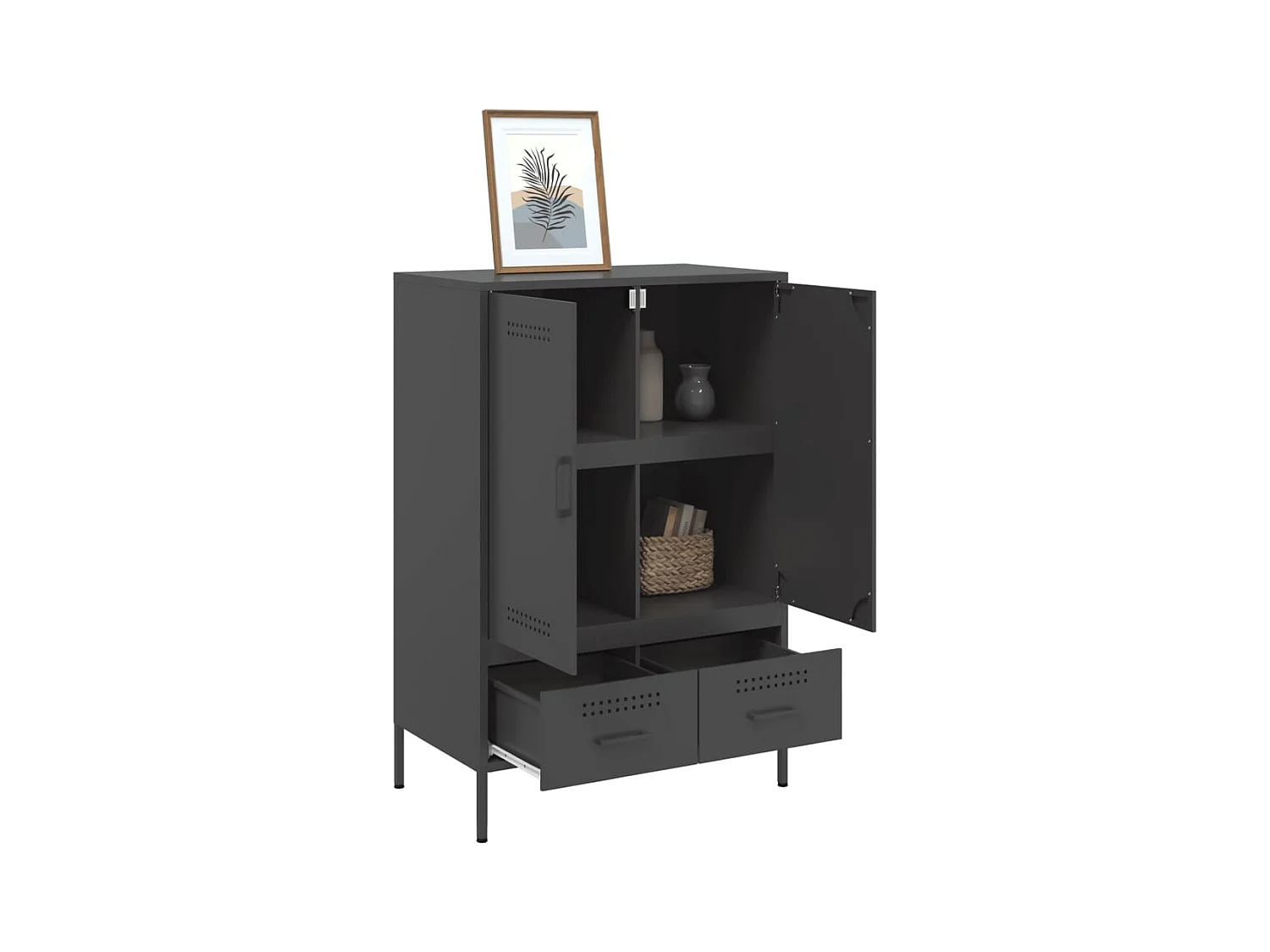 Buffet haut noir 68x39x101,5 cm acier