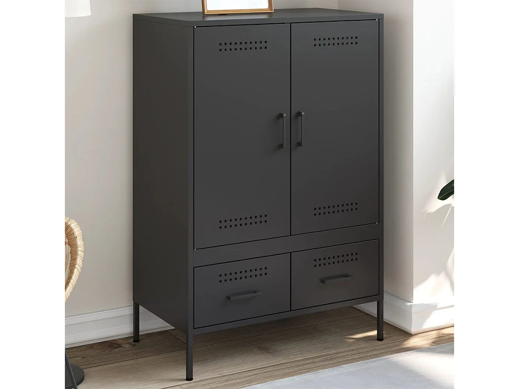 Buffet haut noir 68x39x101,5 cm acier