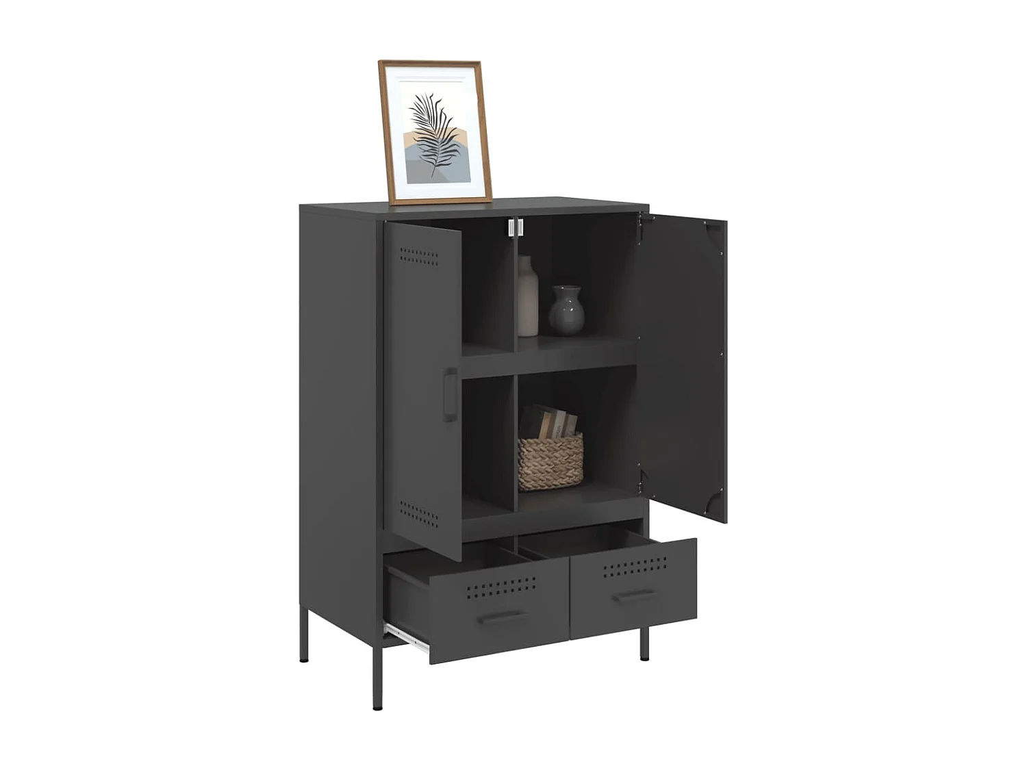 Buffet haut noir 68x39x101,5 cm acier