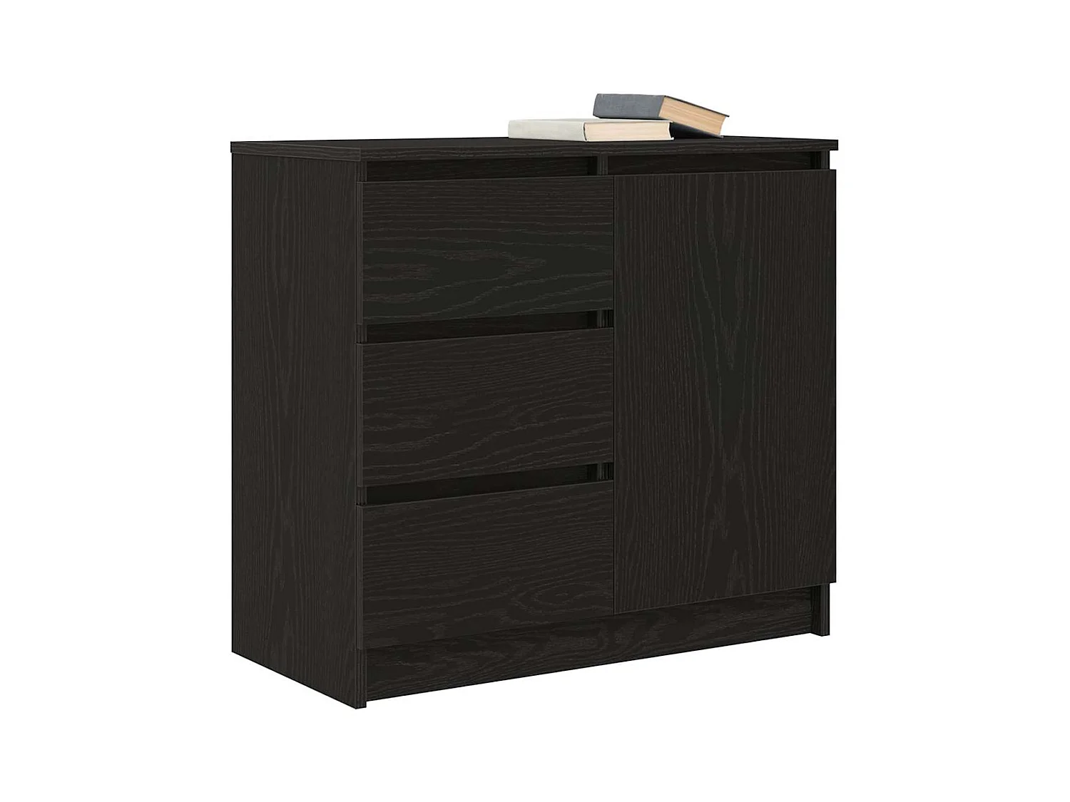 Buffet avec tiroir chêne noir 71x35x65 cm bois d'ingénierie