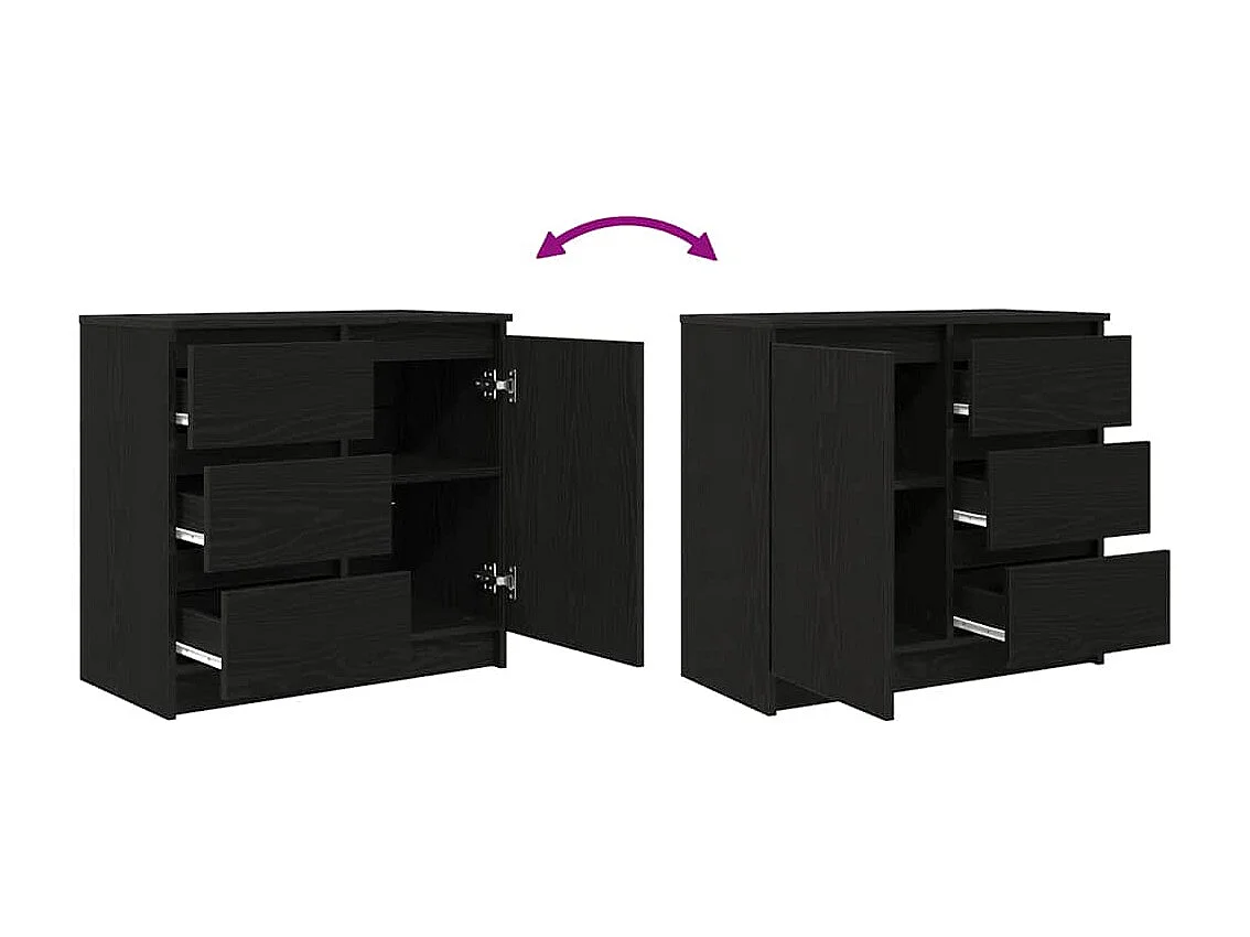 Buffet avec tiroir chêne noir 71x35x65 cm bois d'ingénierie