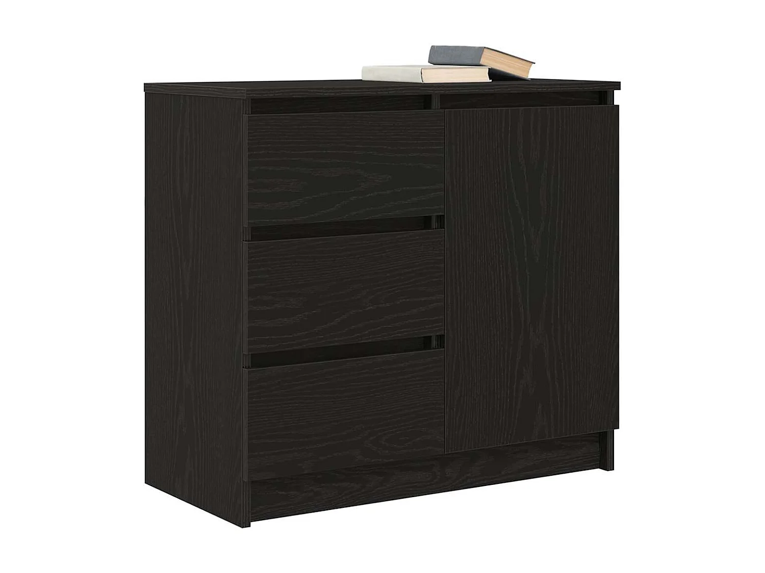 Buffet avec tiroir chêne noir 71x35x65 cm bois d'ingénierie