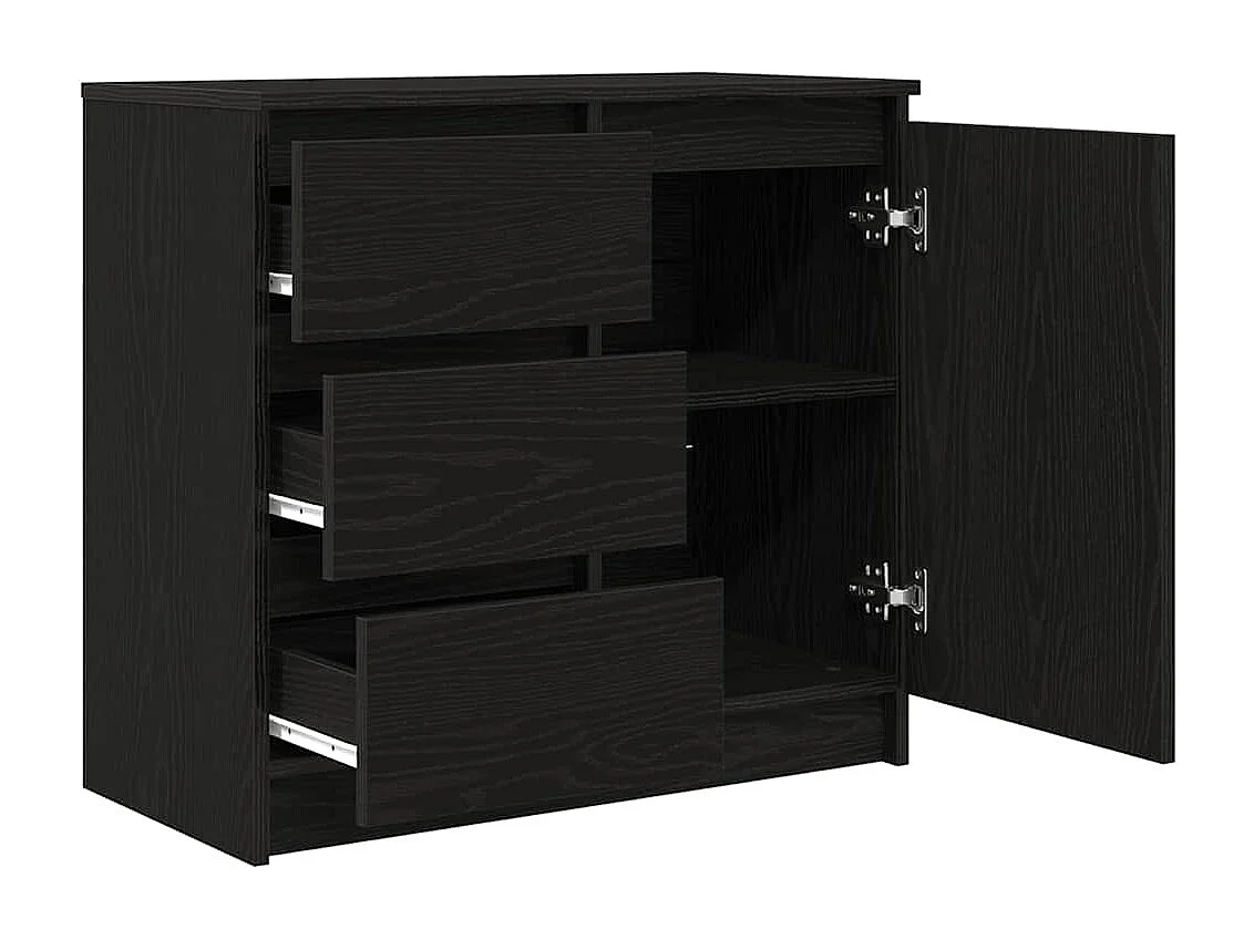 Buffet avec tiroir chêne noir 71x35x65 cm bois d'ingénierie