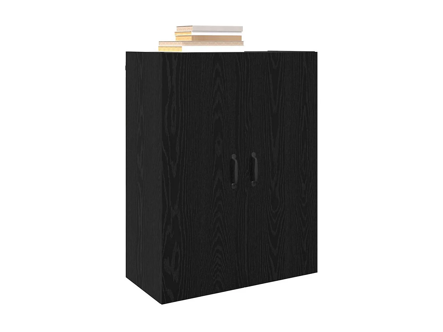 Hängeschrank mit Regal Wandmontage mit Tür Eiche schwarz 69,5 x 34 x 90 cm