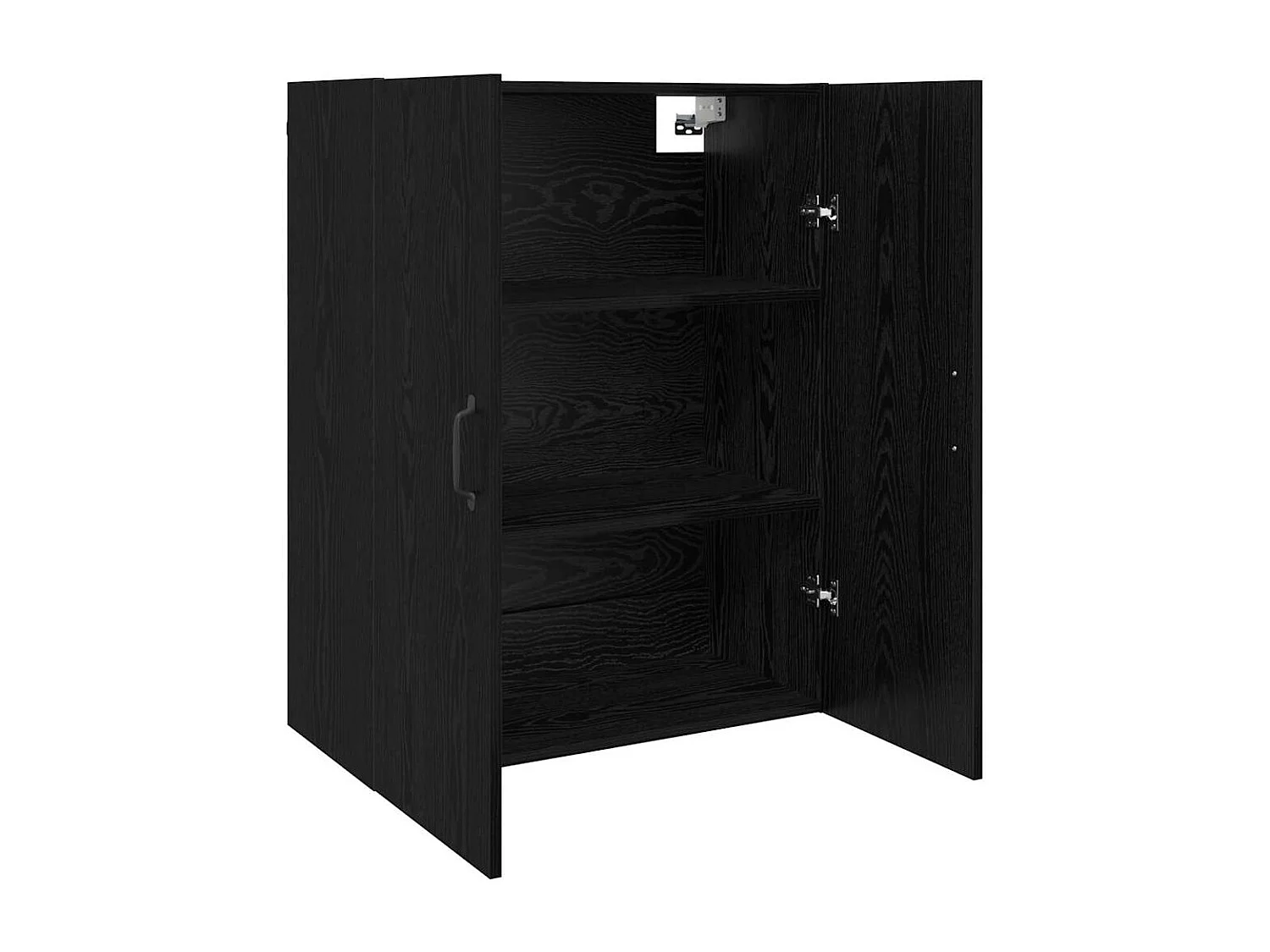 Hängeschrank mit Regal Wandmontage mit Tür Eiche schwarz 69,5 x 34 x 90 cm