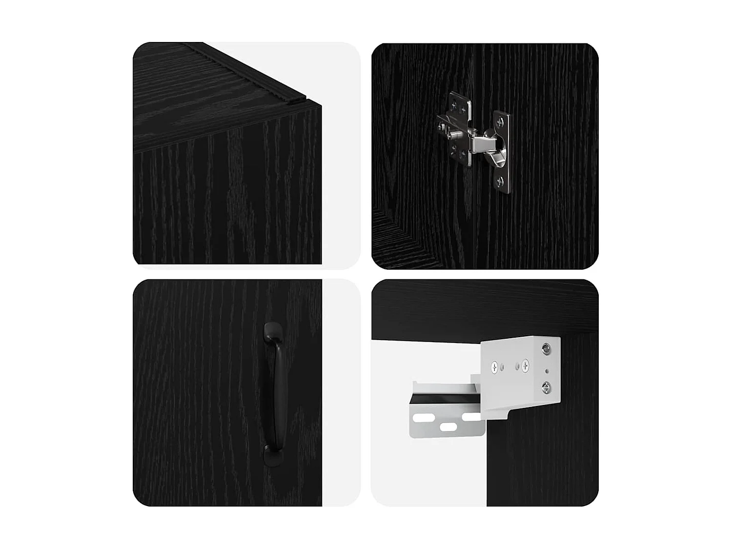 Hängeschrank mit Regal Wandmontage mit Tür Eiche schwarz 69,5 x 34 x 90 cm