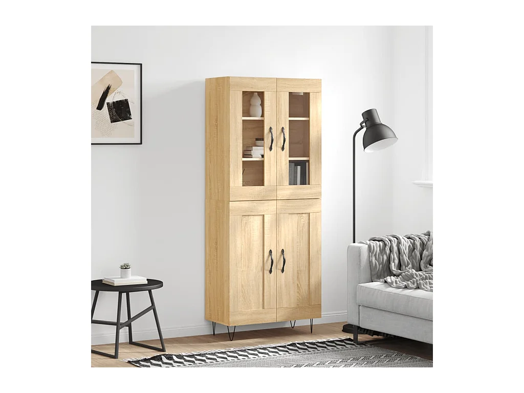 Hoog dressoir Sonoma eiken 69,5x34x180 cm Technisch hout