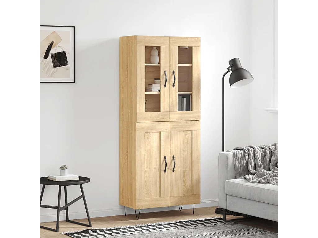 Hoog dressoir Sonoma eiken 69,5x34x180 cm Technisch hout